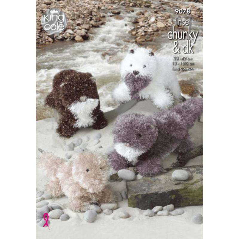 King Cole Otters Knitted in Tinsel Chunky, Pricewise DK & Dollymix DK